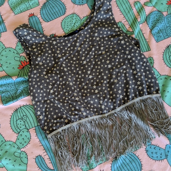 Blue star tank top with fringe - Picture 3 of 3